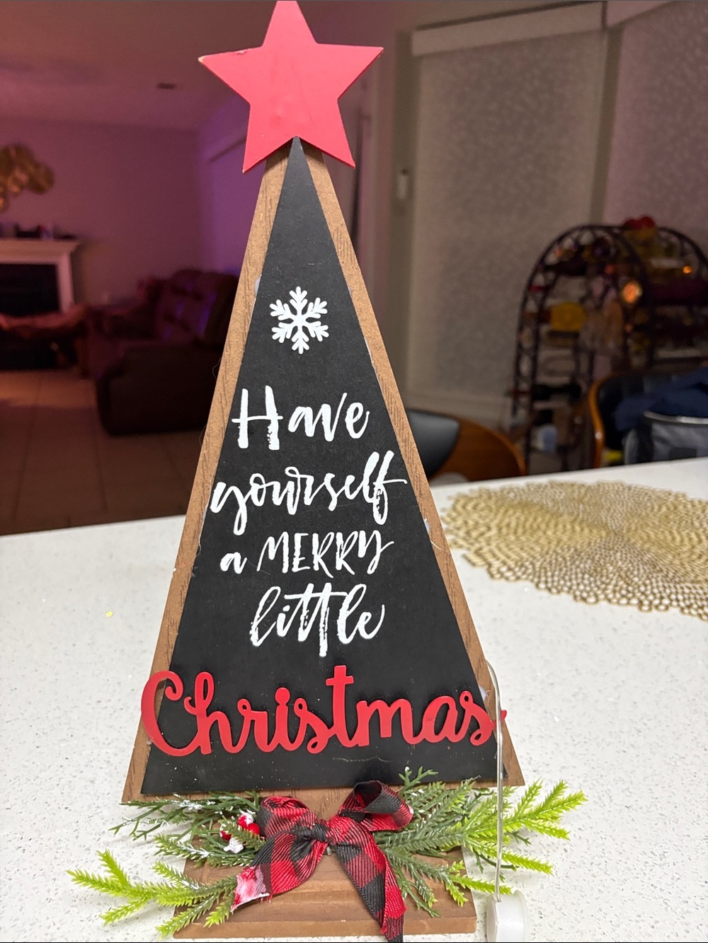 Rustic Black & Red 'Have Yourself a Merry Little Christmas' Holiday Tree Sign